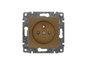 VENA Gniazdo pojedyncze z uziemieniem z przesłoną torów prądowych bez ramki patyna 513034 KOS
