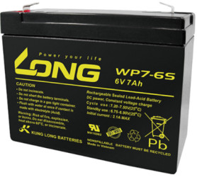 Lead-battery, 6 V, 7 Ah, 116 x 50 x 92 mm, faston plug 4.8 mm, WP7-6S