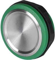 Pushbutton switch, silver, unlit , 0.1 A/60 V, mounting Ø 19 mm, IP67, 3-126-735