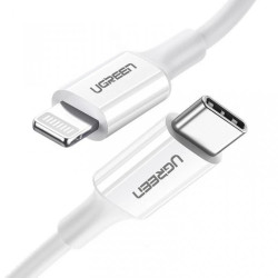Kabel Ugreen US171 Lightning - USB-C MFi PD 20W 480Mb/s 1m - biały