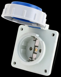 Wbudowane gniazdo 230V z pokrywą IP67 okrągłe hermetyczne uziemienie