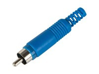 WCINCH-TB Wtyk RCA (cinch) niebieski z osłoną kabla (dł. złącza 58mm)
