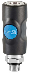 Szybkozłączka bezpieczna PREVOST G 1/2 męskie rodzaj Żeński Gwintowany Korpus z materiałów kompozytowych 1/2in