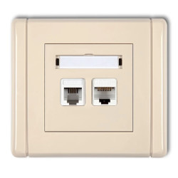 FLEXI Gniazdo telefoniczne pojedyncze 1xRJ11 + komputerowe pojedyncze 1xRJ45, kat. 5e, 8-stykowe, beznarzędziowe beżowy 1FGTK