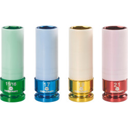 Toolcraft 821580 Colour Coded Socket Wrench Set 4pce