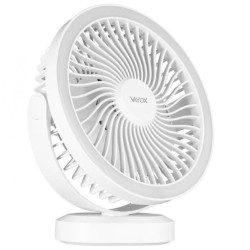 Wentylator biurkowy z akumulatorem i lampką 48xSMD biały VA0338W Vayox