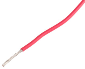 Przewód montażowy 0,6mm² Czerwony RS PRO PVC 20 AWG 250 V dł. 100m 19/0,2 mm +105°C NFC 32070/C1, NFC 93521