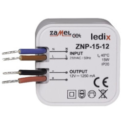 Zasilacz 12V 1,25A 15W dopuszk. DC ZNP-15-12 ZAME