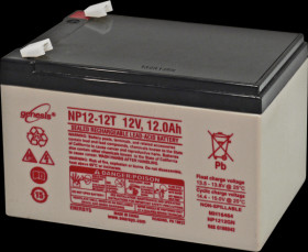 NP12-12T Rechargeable lead fleece battery, 12 V, 12 Ah, standby UPS