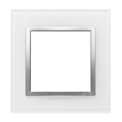 Simon 54 Nature Ramka 1-krotna szklana, Srebrna Perła DRN1/69