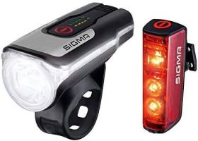 Sigma Zestaw oświetlenia rowerowego AURA 80 FL / Blaze Set LED akumulatorowe czarny