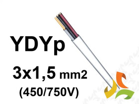 Przewód YDYp 3x1,5 mm2 (450/750V) instalacyjny płaski (krążki 100m) WCA3103E00ADF0O ELTRIM