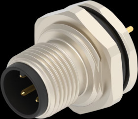 Panel plug, M12, 4 pole, solder connection, screw locking, straight, T4140012041-000