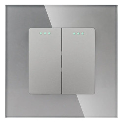 Włącznik światła szklany schodowy podwójny - szary - Tawoia Glass