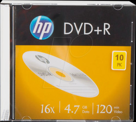 DRE00085 DVD+R 4.7 GB/120 min, pack of 10 in slim case