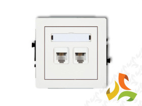 DECO Gniazdo telefoniczne podwójne 2xRJ11 4-stykowy biały mat 25DGT-2 KARLIK