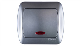 Simon Akord Łącznik Jednobiegunowy Z Podświetleniem Aluminium Metalizowane...