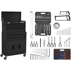 Sealey AP22BKCOMBO American PRO Topchest &amp; Rollcab Combi 170pc Tool Kit Black