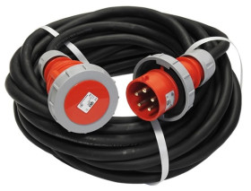 Przedłużacz budowlany siłowy elCORD CEE 32A 400V IP67 50m H07RN-F 5G6 z wtyczką i gniazdem CEE 32A-5P IP67 30366500
