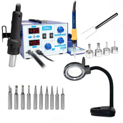 Zestaw: Stacja lutownicza 2w1 Yihua 872D, lampa z lupą 239 i 10 grotów