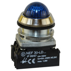 Lampka sygnalizacyjna 30mm niebieska NEF30LDS 24-230V AC/DC W0-LDU1-NEF30LDS N