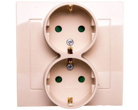 KIER Gniazdo podwójne b/u Schuko z przesłonami beżowe GP-2WSP/01