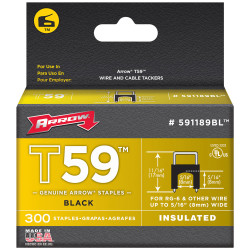 Arrow A591189BL T59 Insulated Staples Black 8 x 8mm Box 300