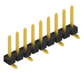 Pin header, 9 pole, pitch 2.54 mm, angled, black, SLLP5SMD0669G