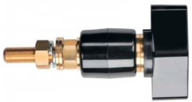 Pole terminal, 4 mm, yellow/green, 1000 V, 100 A, solder connection/cable lug, POL 201 L / GNGE