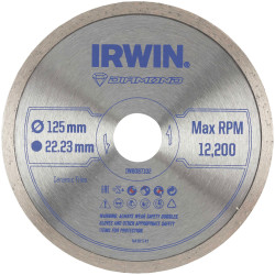 Irwin IW8087102 Continuous Rim Diamond Blade 125 x 22.23mm