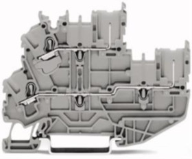 1-wire/1-pin double level terminal, spring-clamp connection, 0.25-4.0 mm², 2 pole, 20 A, 6 kV, gray, 2022-2203/999-953