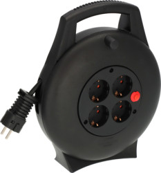 Cable reel, 4-way, 10 m, 16 A, black, 1093900