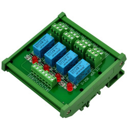 ELECTRONICS-SALON DIN Rail Mount 4 DPDT Signal Relay Interface Module, DC 24V Version.