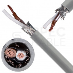 Kabel sterowniczy TECHNOTRONIK LIYCY 2x0,25mm2 szary 300/300V ekranowany olejoodporny linka Technokabel