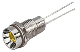 Lampka kontrolna do montażu panelowego 2V dc, Żółta 8mm LED Chrom RS PRO