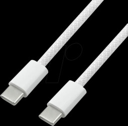 11998342 USB 2.0 cable, C plug to C plug, 60 W, white, 3 m