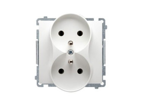 SIMON BASIC Gniazdo podwójne z uziemieniem z przesłonami białe BMGZ2Mz.01/11 KONTAKT SIMON