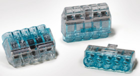 Cable connector, 5 pole, 0.5-2.5 mm², blue/transparent, cable connection, 24 A, 148-90039