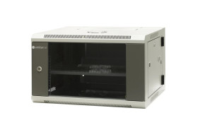 Szafa wisząca dzielona 19 6U, drzwi blacha/szkło, ściągane osłony boczne z zamkiem, tylna część na zamek 600×550×370 szer./gł.