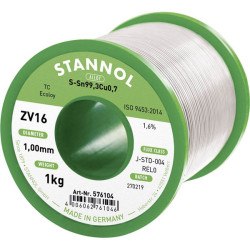 Stannol 576104 ZV16 Lead-Free Solder Wire 1mm Sn99.3Cu0.7 1000g REL0