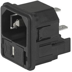 Combination element plug C14, 3 pole, snap-in, plug-in connection, black, 4301.0502