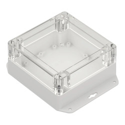 Obudowa hermetyczna z uchem ZP120.120.60 jasnoszara/przeźroczyste wieczko PC