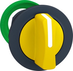 Toggle switch, 3 positions, unlit, latching, waistband round, yellow, front ring gray, 45°, mounting Ø 30.5 mm, ZB5FD505