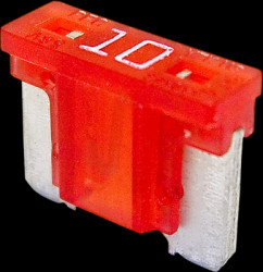 Automotive flat fuse, 10 A, 58 V, red, (L x W x H) 10.9 x 3.8 x 8.7 mm, FLP7010