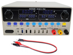 Zasilacz serwisowy HOTAIR 3010D-V 30V 10A z Quick Charge 3.0/2.0