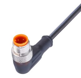 RSWT 4-225/2 M sw, PUR 4x0,34mm2, czarny, z wtykiem (złączem męskim) M12x1 kątowym, LUMBERG 46523, zamiennik do: ELWIST-KV 4412