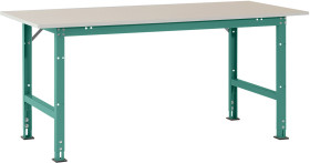 Manuflex AS0021.0001 Stół pakowy PACKPOOL standard z płytą melaminową, szer. X gł. X wys. = 1750 x 800 x 760-870 mm szar