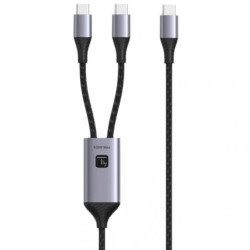Kabel USB-C 100W PD QC PPS podwójny 2x USB-C do ładowania ICOC MU2C-2C100W /1.5 m/
