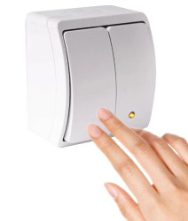 Łącznik Podwójny Włącznik Hermetyczny Natynkowy Podświetlany Biały IP44