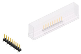 Pin header, 9 pole, pitch 2.54 mm, angled, black, SLLP5SMD0519SSM